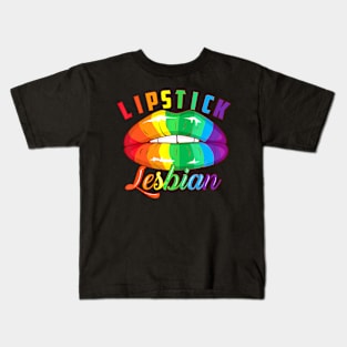 Lipstick Lesbian Cool Colored Lips LGBT Kids T-Shirt